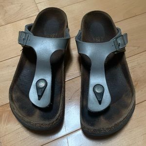 Birkenstock Kids Gizeh Silver Birko-Flor Sandals 3